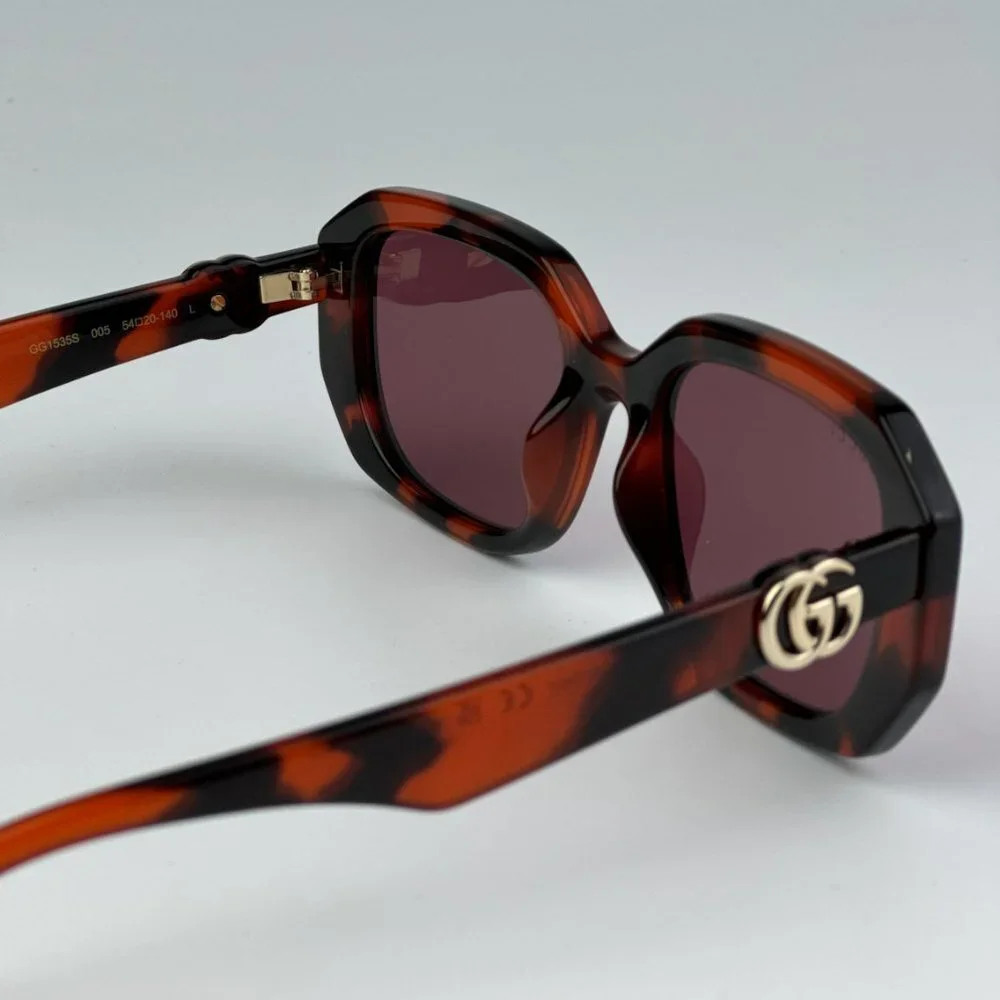Gucci GG1535S 005 BRAND NEW Sunglasses Orange Havana Violet Unisex Geometric